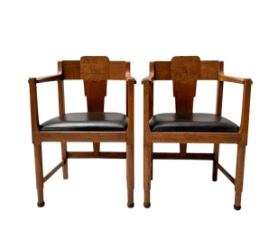 Two Art Deco Amsterdamse School Armchairs, by Frits Spanjaard, 1920s